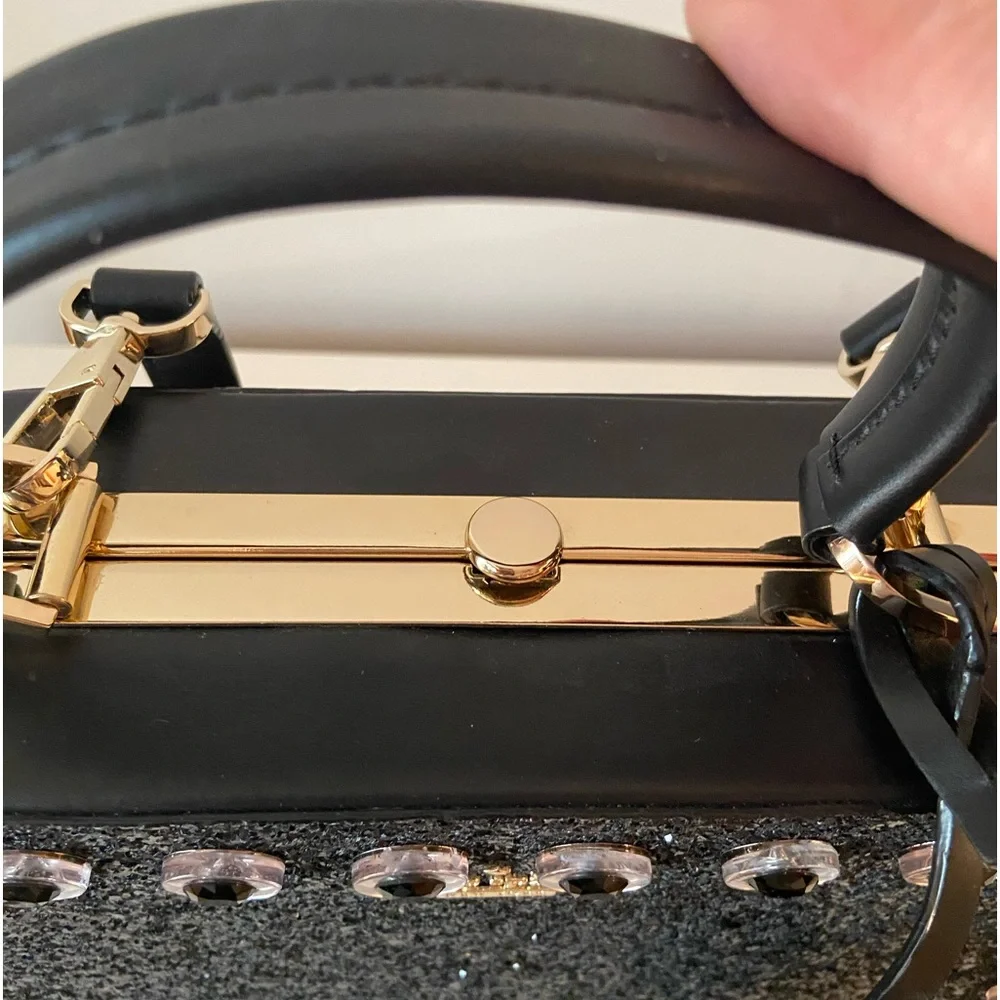 Kate Spade Skyline Way Large Violina Glitter Black Leather PXRU7398